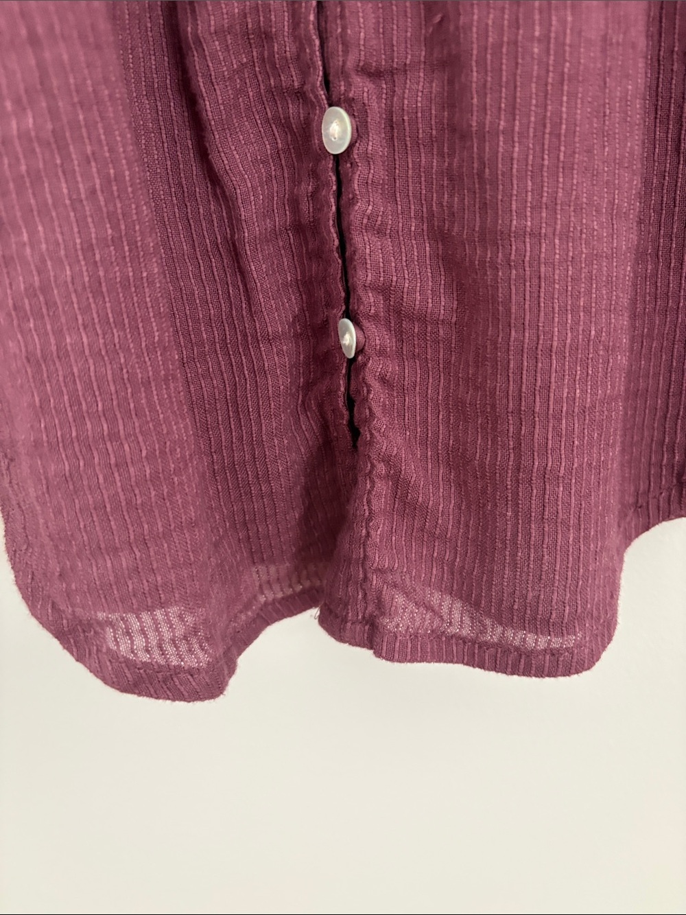 Faherty Mauve Ruffled Pintuck Button-Front Blouse - Picture 6 of 7